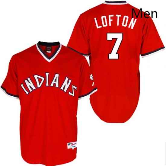Mens Majestic Cleveland Indians 7 Kenny Lofton Replica Red 1978 Turn Back The Clock MLB Jersey